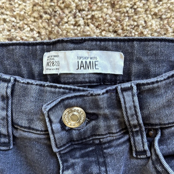 Topshop Moto Jamie Skinny Stretchy Jeans In Gray Waist 28 Length 32 - Picture 3 of 8